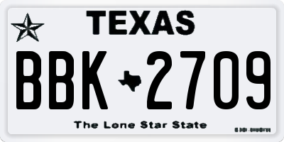 TX license plate BBK2709