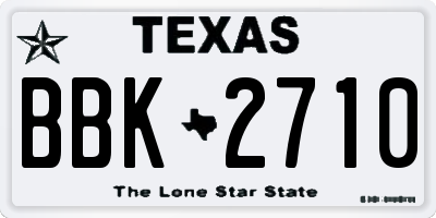 TX license plate BBK2710