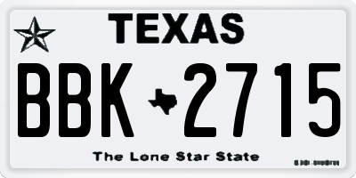 TX license plate BBK2715