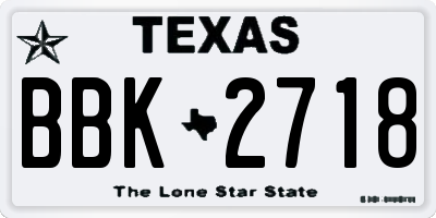 TX license plate BBK2718
