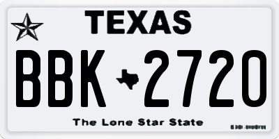 TX license plate BBK2720