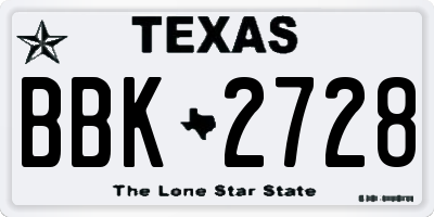 TX license plate BBK2728