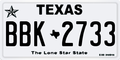 TX license plate BBK2733