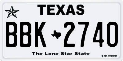 TX license plate BBK2740
