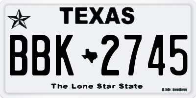 TX license plate BBK2745