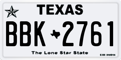 TX license plate BBK2761