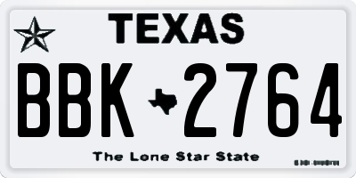 TX license plate BBK2764