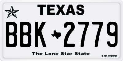 TX license plate BBK2779