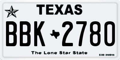 TX license plate BBK2780