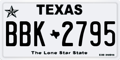 TX license plate BBK2795
