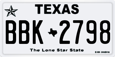 TX license plate BBK2798