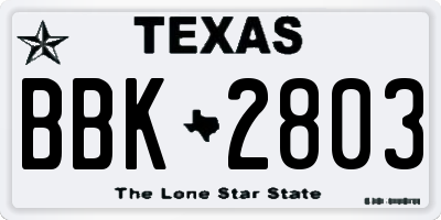 TX license plate BBK2803