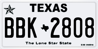 TX license plate BBK2808