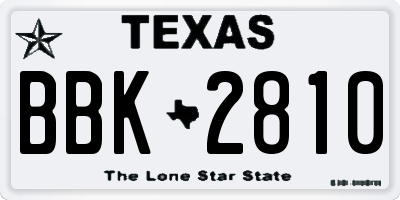 TX license plate BBK2810