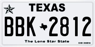 TX license plate BBK2812