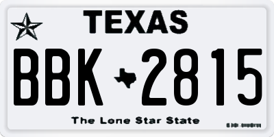 TX license plate BBK2815