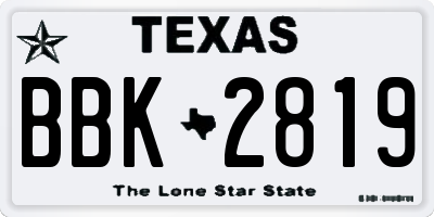 TX license plate BBK2819