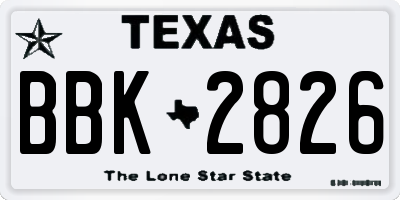TX license plate BBK2826