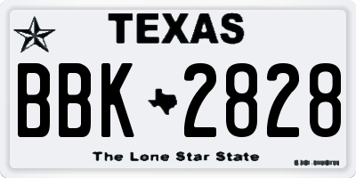 TX license plate BBK2828