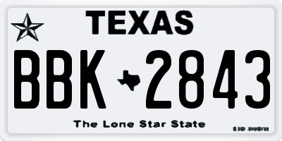 TX license plate BBK2843