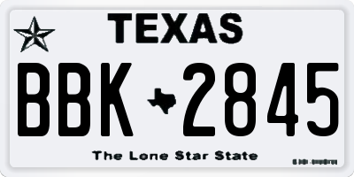 TX license plate BBK2845