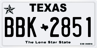 TX license plate BBK2851