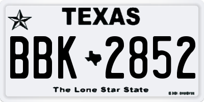 TX license plate BBK2852