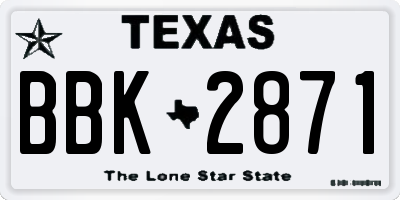 TX license plate BBK2871