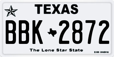 TX license plate BBK2872