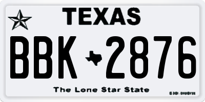 TX license plate BBK2876
