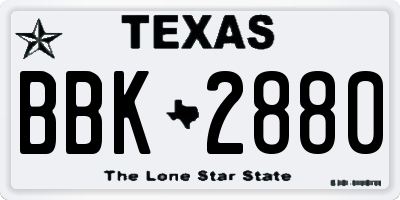 TX license plate BBK2880