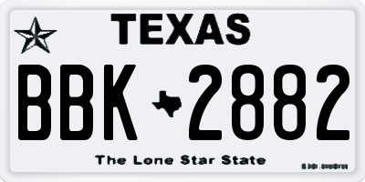 TX license plate BBK2882