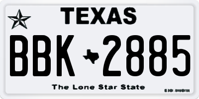 TX license plate BBK2885