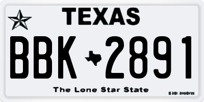TX license plate BBK2891