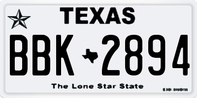 TX license plate BBK2894