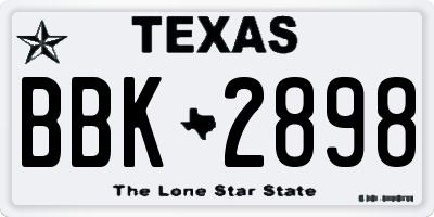 TX license plate BBK2898