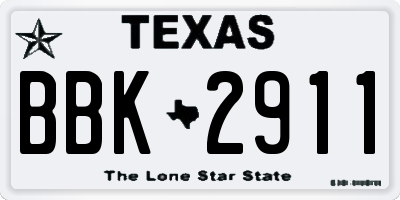 TX license plate BBK2911