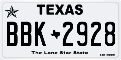 TX license plate BBK2928