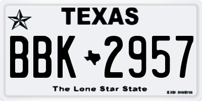 TX license plate BBK2957