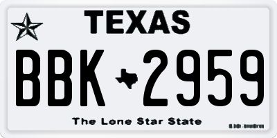 TX license plate BBK2959