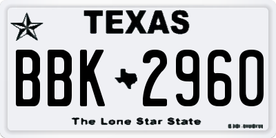 TX license plate BBK2960