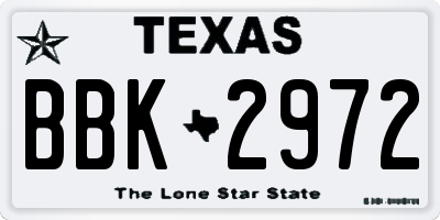 TX license plate BBK2972