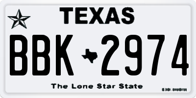 TX license plate BBK2974