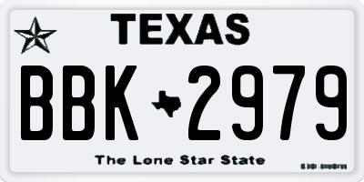 TX license plate BBK2979