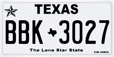 TX license plate BBK3027