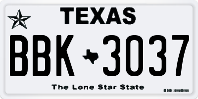 TX license plate BBK3037