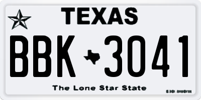 TX license plate BBK3041