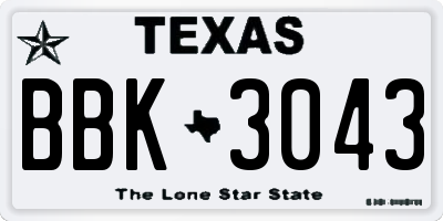 TX license plate BBK3043