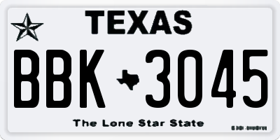 TX license plate BBK3045