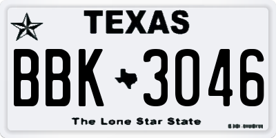 TX license plate BBK3046